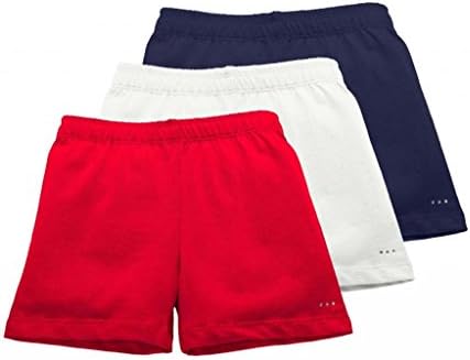 Sparkle Farms Girls Under School Uniform Shorts, 3-pack, Navy/White/Red, Size 9