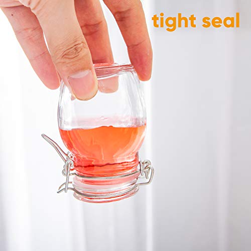 Spice Jars, Flrolove 30 Pack 3.5oz Oval shaped Glass Jars with Leak
