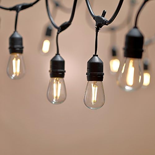 Keymit New 48 Ft UL E492997 LED Outdoor String Lights - 15 Sockets - 18 2W LED Bulbs Included