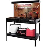 Garage Workbench with Light Wood Steel Work Bench Tools Table Home Workshop