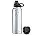 Swig Savvy Sports Water Bottle, Vacuum Insulated Stainless steel, Double Wall, Wide Mouth 2 Leakproof Lid, Travel Thermos - 40oz (Silver)