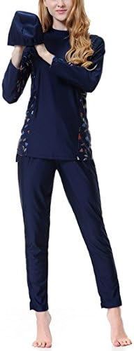 Aiweijia Women Long Sleeve Print Conservative Split Swimsuit Muslim Swimsuit Surf Beach Casual Wear