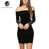 Lily Rosie Girl Women's Solid Off Shoulder Mini Sexy Club Party Bodycon Dress (Small, Black)
