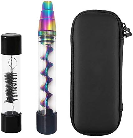 Round Shape Glass Tool Set for Dry Herb Leaves, Spices with Zipper Case + Drawstring Bag (Rainbow)