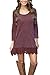 Our Precious Women's Casual Long Sleeve Lace Hem A-Line Shirt Dress Tunic Tops Burgundy L
