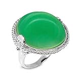 Sterling Silver Ring with Round Chrysoprase Stone (BTS-NRB6130/CRP/R) - Size 6