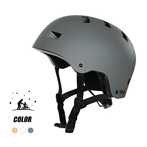 Multi Sports Bike Skateboard Helmet- Vihir Classic Adult and Kids Adjustable Dial Helmet, Dark Gray, M