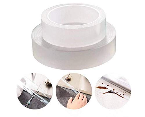 DODXIAOBEUL Clear Caulk Strip Soft PE Self Adhesive Tape for Bathtub Bathroom Shower Toilet Kitchen and Wall Sealing Proofmoldproof Waterproof and Oil Proof Wall Edge Protector (2" x 9.8 ')