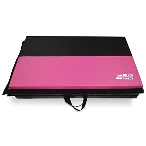 Gymnastics Mat for kids, 4'x10'x2" Gymnastics Tumbling Exercise Mat High Density EPE Foam Core Folding Gym Mats, Pink/Black Stripe