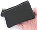 Leather Coin Purse Change Wallet Card Case Small Zip Bag For Men Women (Black)