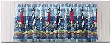 Nantucket Nautical LIGHTHOUSES & SAILBOATS Blue Window Treatment VALANCE(20" x 84")