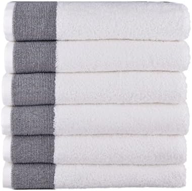 LUNASIDUS Venice Luxury 100 Percent Turkish Combed Cotton Set of 6 Hand Towel Set - Made in Turkey (Black)