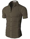 H2H Mens Fashion Casual/Dress Basic Designed Button Closure Slim Fit Shirts