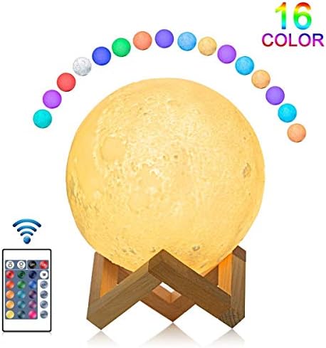 3D Full Moon Lamp,Moon Light Personalised,Led Table Lamp 16 Changing Colour for Adult Study Best GIF(15cm)