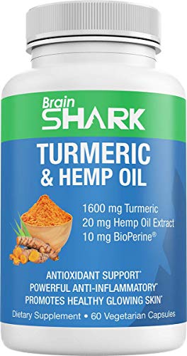 Turmeric Curcumin with Hemp Oil Extract and BioPerine. Antioxidant Support, Powerful Anti-Inflammatory, Promotes Healthy Glowing Skin. 60 Capsules