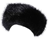 Women/ladies Faux Fur Headband Earwarmer Earmuff Hat Ski (black)