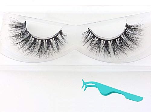 3D Mink Fur Hand-made Dramatic Thick Crisscross Siberian Mink False Eyelashes for Makeup Deluxe Black Fluffy Long Soft Reusable + Useful Lashes Clip (3D07)