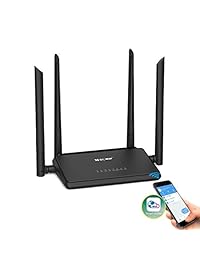 MECO N300 Router WiFi con 4 x 5 dBi Antenas externas de alta ganancia 2,4 GHz correa Extensor Singnal con Smart APP, Controles Parentales, Bueno para Casa Pequeña y Oficina
