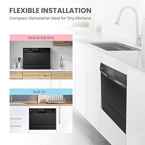 COMFEE’ Countertop Dishwasher, Energy Star Portable Dishwasher, 6 Place