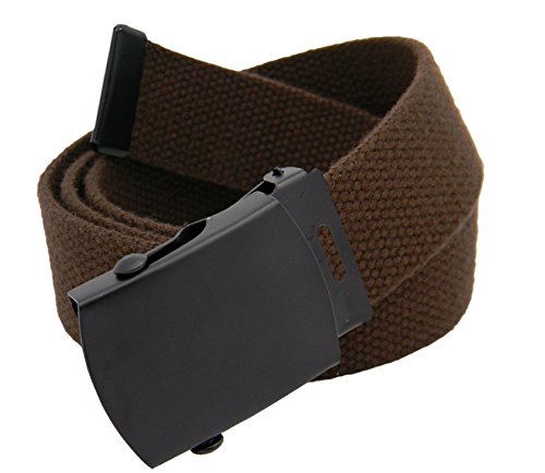 Mens Black Slider Military Belt Buckle With Canvas Web Belt