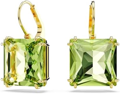 Pendientes Millenia, Talla cuadrada, Verdes, Baño tono oro