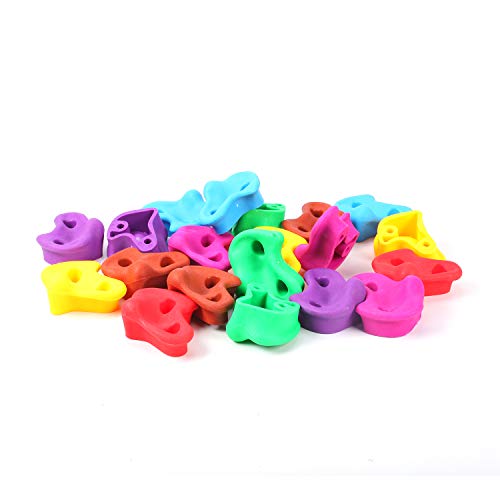 Lehom 20 Rocks Climbing Holds with Mounting Hardware Kids Climbing Grips for Your DIY Rock Stone Wall,Ages 3 Years and Older