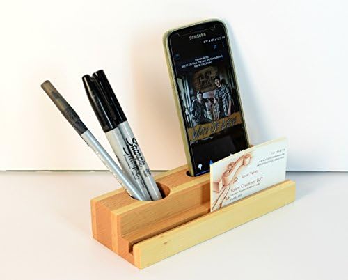 Desk storage, Smart phone stand with card slot, wood pen holder, office decor, table accessory display, e cigarette pencil caddy, organizer