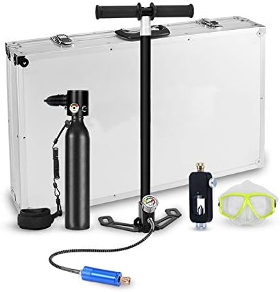 Portable Scuba Diving Tank Equipment, Mini Scuba Oxygen Cylinder with High Pressure Air Pump and Breathing Mask for Diving Breathing Training,Black