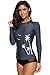 CharmLeaks Ladies Rash Guard Shirt Long Sleeve UV Bathing Suit Tops SPF Clothing Gray 2XL