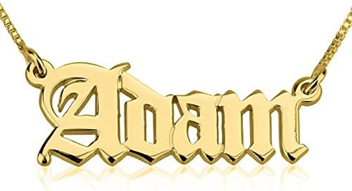 Personalized Custom 24K Gold Plated Old English Script Name Necklace Jewelry