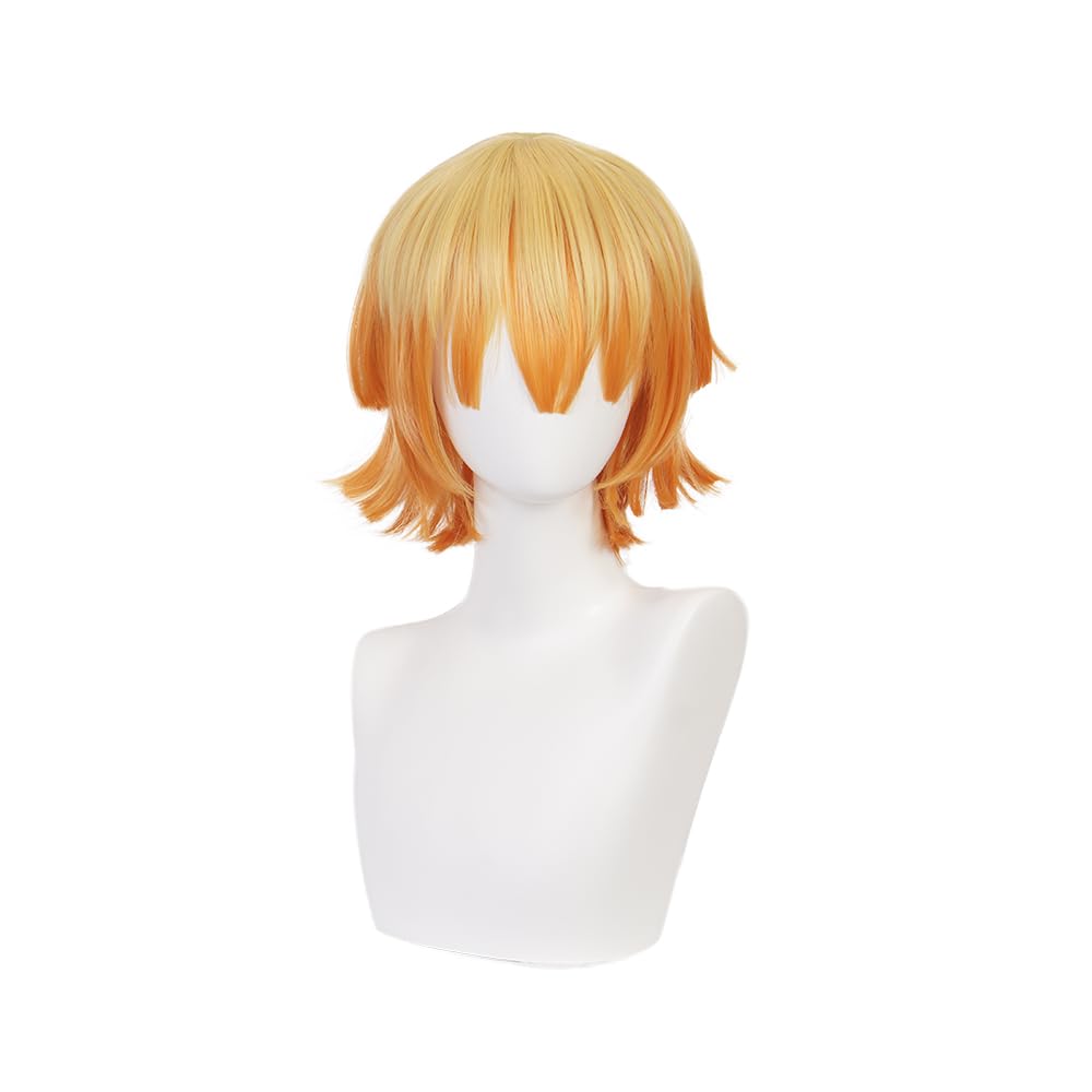 Anime Cosplay Wig Short Orange Synthetic Hair for Halloween Costume Party with Free Wig Cap