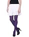 HDE Women's Striped Tights Full Length Sheer Microfiber Nylon Footed Stockings (Black and Purple)