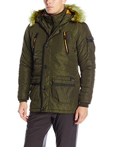 X-Ray Men's Slim Fit Parka Coat With Removable Faux Fur Hoodie, Olive, M X-Ray Men's Slim Fit Parka Coat With Removable Faux Fur Hoodie, Olive, M