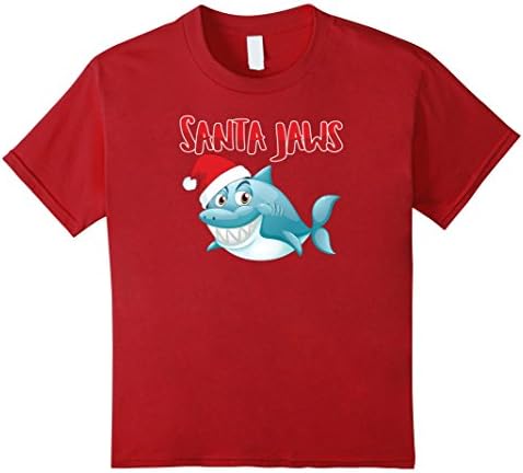 Kids Santa Jaws Funny Christmas T Shirt 12 Cranberry