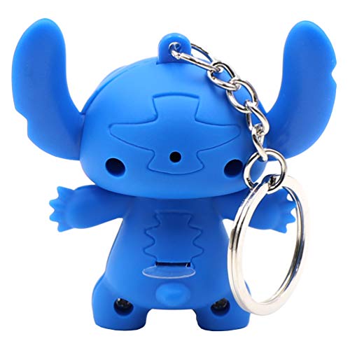 Ireav 2pcs Stitch Cartoon Modeling Keychain,LED Flashlight Key Chain,Glowing Key Ring,Bag Pendant
