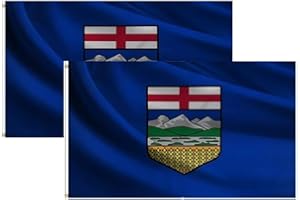 2 Pack of Large Canada Alberta Flag 3X5 Foot 2pcs , 90X150CM Canadian AB Province Flag, Vivid Color, All Weather, Double Stit