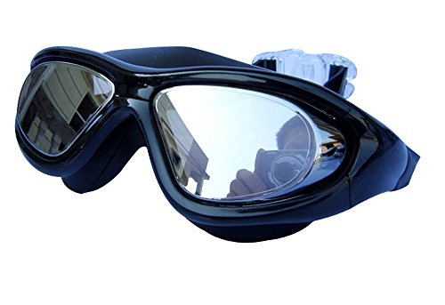 Qishi Super Big Frame No Press the Eye Swimming Goggles for Adult (black)