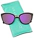 Womens Cat Eye Mirrored Revo Reflective Lenses Oversized Cateyes Sunglasses (Black Frame/Mirror Purple, 54)
