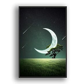 Framed Canvas Wall Art for Living Room, Bedroom Moon with Bright Canvas Prints for Modern Home Decoration Ready to Hang - 16"x24" inches