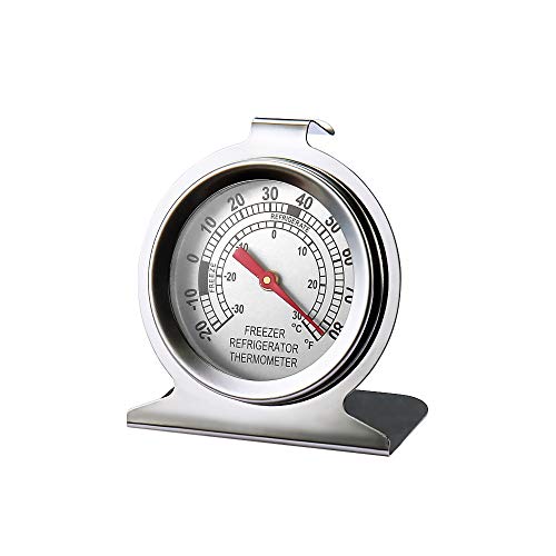 2 Pack Stainless steel Refrigerator Freezer Thermometer Large Dial Thermometer