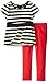 Nautica Little Girls' 2 Piece Short Sleeve Striped Peplum Top and Knit Pant Set