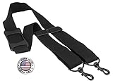Made In USA Black Poly Webbing Replacement Travel Luggage Bag Shoulder Strap with Rubber Grip Pad 1.5