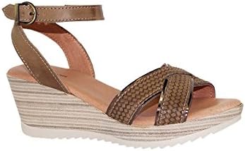 Dromedaris Women's Lucy Quarter Strap Sandal, Olive Waxed Leather, EU 42M