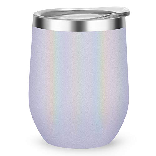 MASCOTKING 12 oz Wine Tumbler,Double Vacuum Insulated Wine Glass with Lids for Keeping Wine, Coffee, Drinks, Champagne, Cocktails-Best Christmas Gift