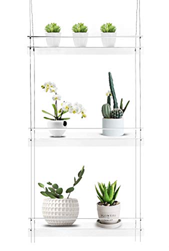 KUNZITE Hanging Window Plant Shelves (20″x6″x45″, 3 Shelves)