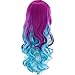 TopWigy Long Colorful Curly Wavy Rainbow Hair Wig Mermaid Wigs for Women Halloween Cosplay, Music Festival, Theme Parties, Anime Costume Party, Fun, Purple and Blue
