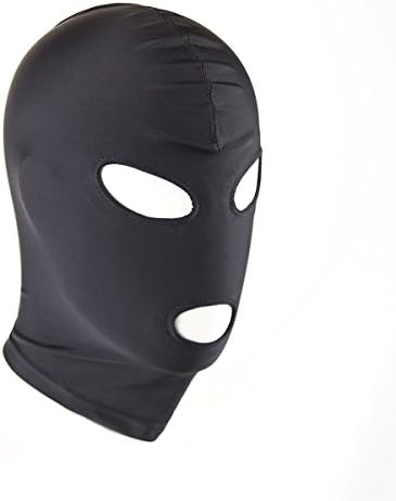 Uctry Unisex Breathable Blindfold Hood Mask Face Cover Halloween Head Mask Costumes (Black Open Eyes&Mouth, M)
