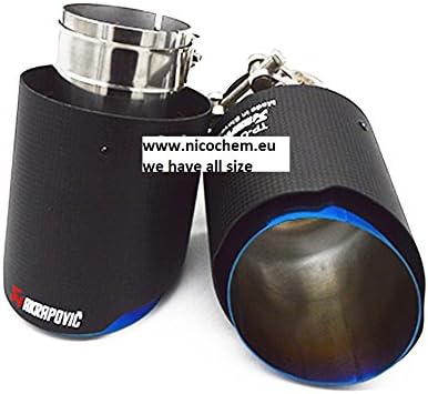 ltipMule Sizes Akrapovic Blue Tip Carbon Fiber Car Exhaust Muffler Pipe For Toyota Audi A4 B5 BMW M3 M4 M5 F30 F10 Accessories (63mm inlet x 90m)