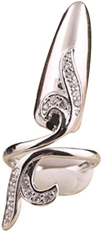 OLizee Sterling Silver Fingernail Ring Nail Decoration Finger Tip Ring Nail Art Charms Fashion Jewelry Accessories, A