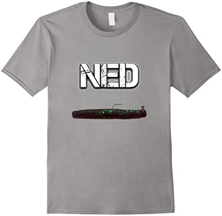 Mens NED Freshwater Fishing Lure Largemouth Bass T shirt Large Slate